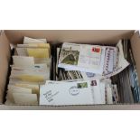 Flat box packed with World FDC's in Japan, Australia, SWA, etc. Some nice thematics noted (Qty)