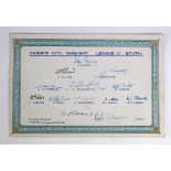 Cardiff City 1946-1947 League III. (South) card 9"x6" hand signed by Team to playing positions,