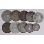 World Silver (10) mostly crown-size silver, 19th-20thC, mixed grade.