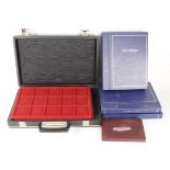 Coin Accessories: A Spink & Son case for a 12-coin specimen set (1911?) with a white mark on lid and