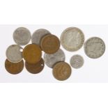 USA (12) 19th-20thC assortment, noted Indian Head Cent 1882 VF, 1899 VF, 3-Cent 1857 VG, Nickel 5-