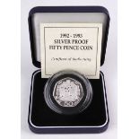 Royal Mint: 1992-1993 Silver Proof Fifty Pence Coin (EU Presidency) aFDC, a little toning, cased
