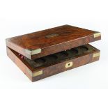 Coin Cabinet: Antique mahogany lockable coin box 235mm (with key), four trays lined with brown