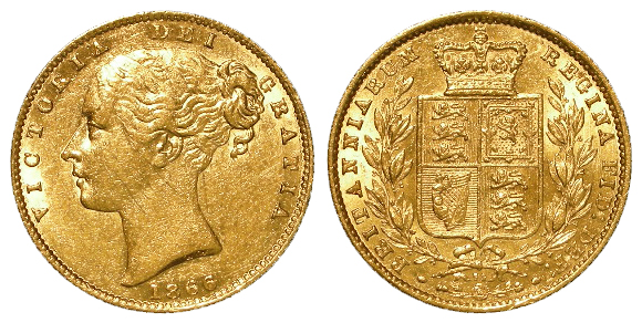 Sovereign 1866 (Shield) dn70. EF