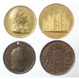 European Commemorative Medals (4): A French medal of Louis XIIII holed; a gilt bronze medal of