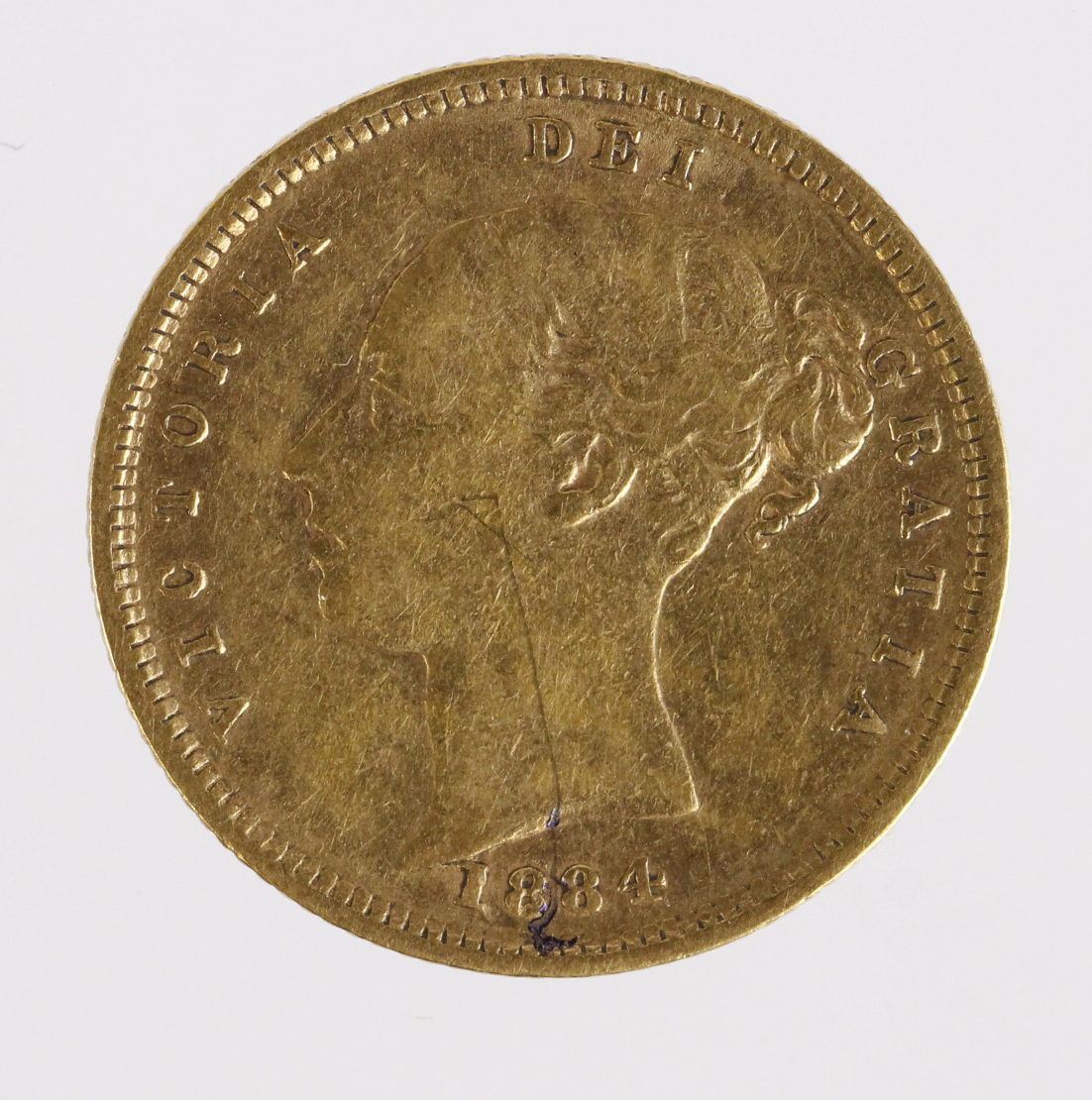 Half Sovereign 1884 GF light scratch obv