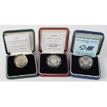 GB Two Pounds (3) All Silver Proof 1986, 1996 & 2001. aFDC/FDC boxed as issued