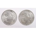 USA Peace Silver Dollars (2): 1922 GEF, and 1923 BU