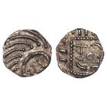 Anglo-Saxon continental issue silver sceat, Porcupine Type 695-740, S.790D, toned nEF