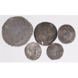 English hammered including a Charles I Shilling, a Mary Groat (small hole), and an Elizabethan