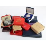 GB & Commonwealth commemorative coins and sets; a shoebox full of material 1950s-1970s, many silver,