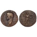 Claudius copper As, Rome Mint 41-42 AD. Rev: Minerva right, brandishing spear and holding round