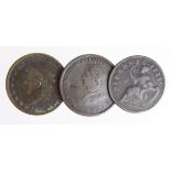 USA Early Copper (3): Woods Halfpenny 1723 Fair, Washington Copper 1783 military bust Fair with