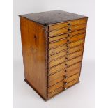 Coin / Collecting Cabinet: 12-drawer wooden cabinet approx. 46cm tall, lockable (with key), some