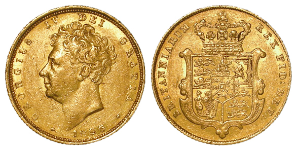 Sovereign 1825 (Bare head) VF/GVF