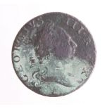 USA Colonial, Virginia Halfpenny 1773 no stop, Fine with verdigris.