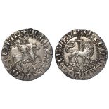 Armenia, Levon II silver Artram 1270-1289, lion walking right, nice example, VF