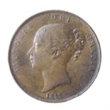 Penny 1855 PT, toned EF, edge knock.