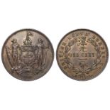 British North Borneo Cent 1890H, EF trace lustre.