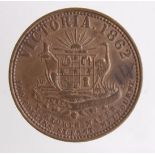 Australian Penny Token, T. Stokes, Victoria 1862 cleaned GVF