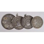 British Gardening Medals (4) 3x hallmarked silver, 1x silvered bronze, including Dobbie & Co.