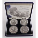 Royal Mint: Britannia Design, One Ounce Silver Bullion Four-Coin Set: 1999, 2001, 2002 and 2003