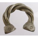 Reproduction or fantasy Celtic torque in white metal, 81mm.