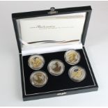 Royal Mint: 2006 Britannia Golden Silhouette Collection: 5x selectively gilt silver proof 1oz