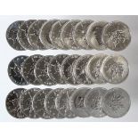 Canada Silver one ounce Maples (25) a tube full. All dated 2012 Unc - BU