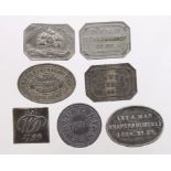 Communion Tokens (7) 19thC (one 1799) assortment.