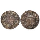 Aethelred II, First Hand type silver penny, London Mint, moneyer Sibwine; Obverse: +AEDELRAED REX