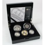 Royal Mint: The UK Silver (proof) Piedfort Set 2010; 5 coins aFDC (some toning) cased with booklet