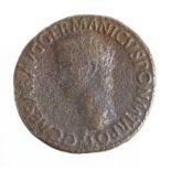 Caligula copper As, Rome Mint 37-38 AD. Rev: Vesta seated left holding patera and sceptre. Sear