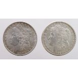 USA Morgan Silver Dollars (2): 1889 EF and 1921S UNC