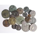 A group of bronze Roman pieces, some Sestertii, and some Egyptian, interesting lot, various