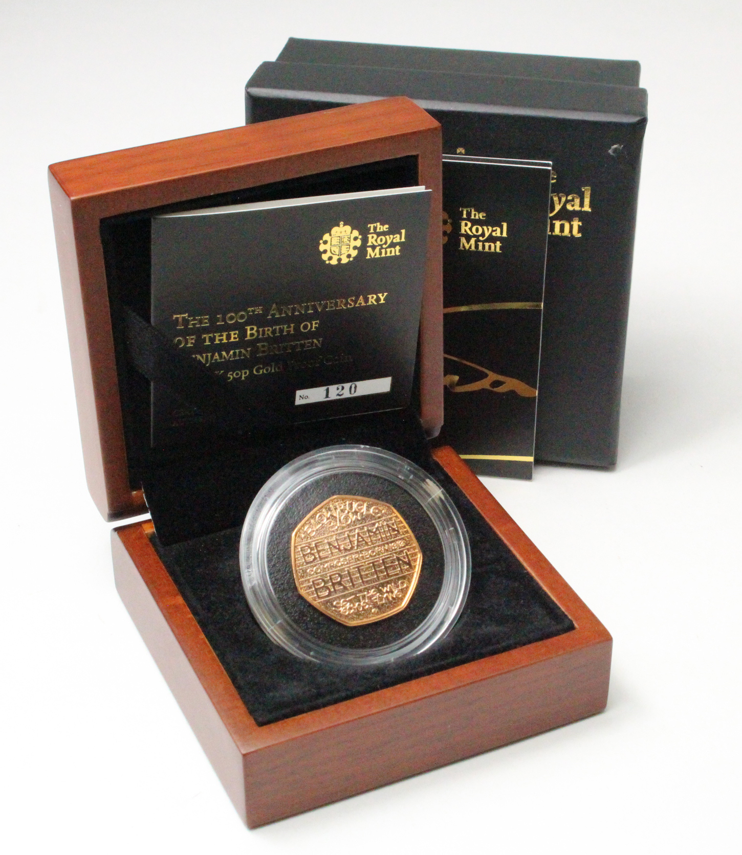 Fifty Pence 2013 "Benjamin Britten" gold Proof aFDC boxed as issued