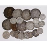 Australia (22) predecimal, mostly silver coins, mixed grade.