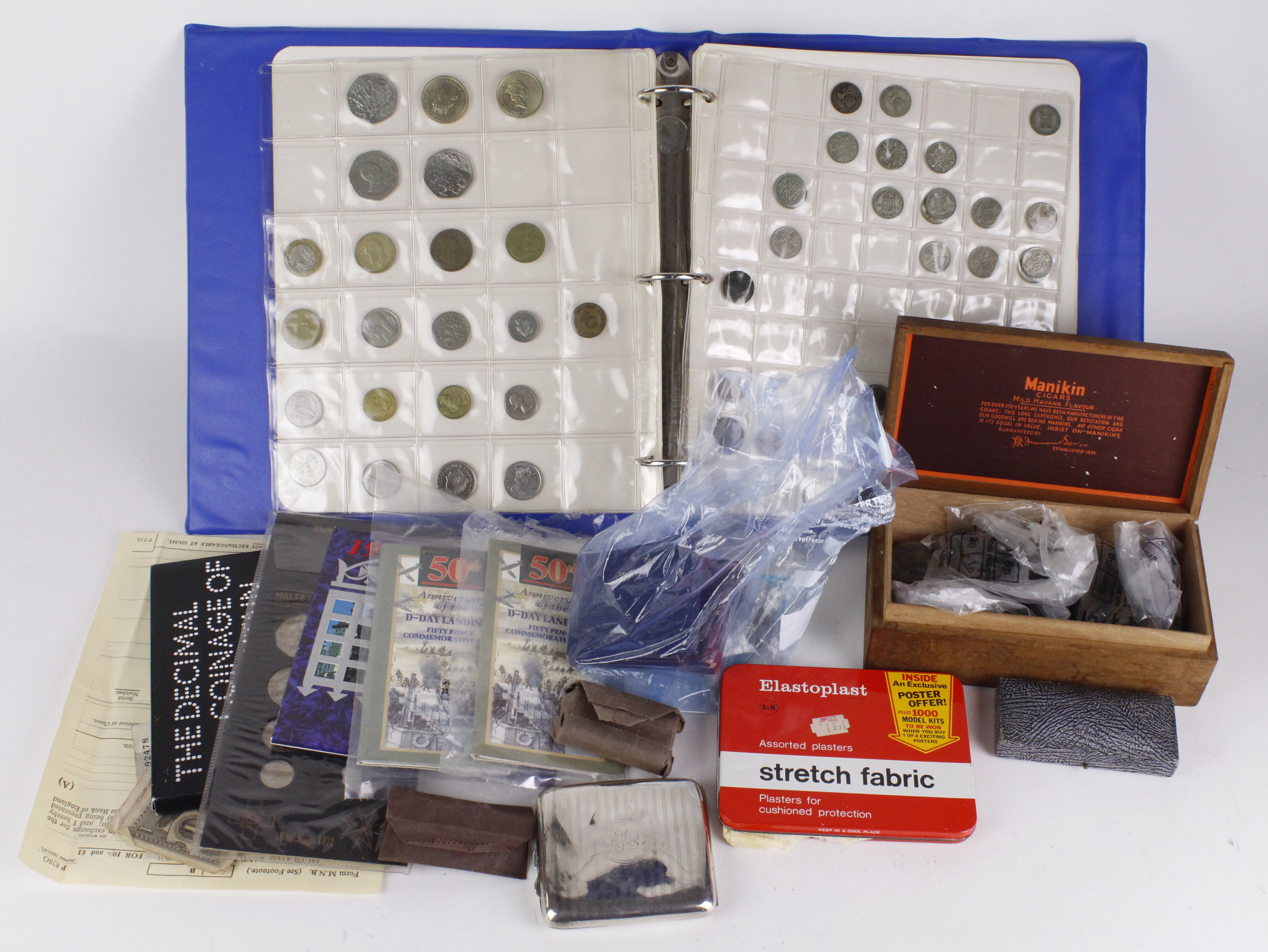 GB & World Coins etc in a stacker box: Album of GB & World, 20thC silver noted; a few sets and