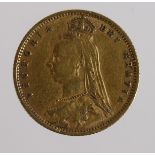 Half Sovereign 1892, no initials, low shield (date spread), S.3869D, nVF