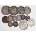 France (14) mostly silver coins, 19th-20thC, mixed grade.