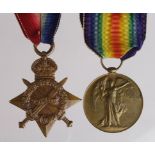 1915 Star and Victory Medal to S-7207 L.Cpl J Young R.Highlanders. Wounded In Action during