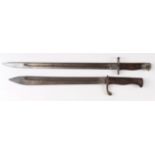 Bayonets - WW1, without scabbards. 1) German Model 1898/05 Butcher bayonet maker marked with J A