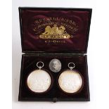 Glazed silver Agricultural medals x 2 in a lovely Russell & Son, Victorian Presentation Box; the box
