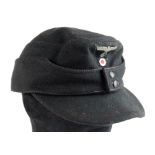 German Panzer black Forage cap, silk lined, feint size stamp