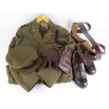 WW2 Royal Signals Officers jacket, trousers, sam brown, hat & shoes.