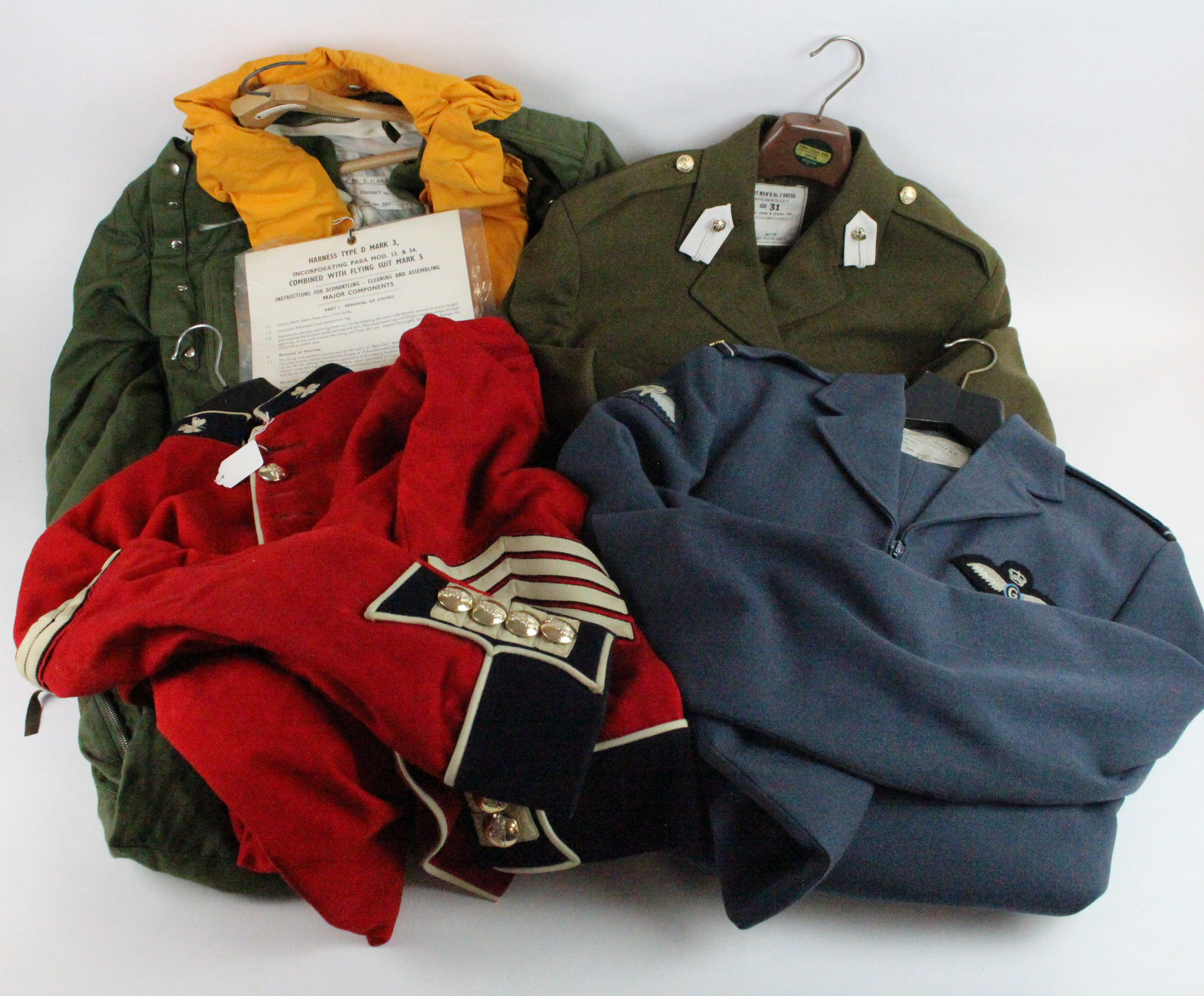 Military Jackets various inc - Irish Guards red jacket with anodised buttons. Glider Pilot Jacket