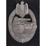 German Panzer Assault badge in bronze, maker marked, in fitted case