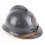 WW1 French Adrian helmet nice example with most of its original paint finish, lining & chin strap.