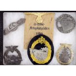 Mixed Collectors Display of German awards in case, consisting of Navy Assault Badges, (AF) some with