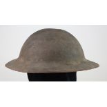 Brodie steel Helmet WW1 complete with worn liner & chin strap.